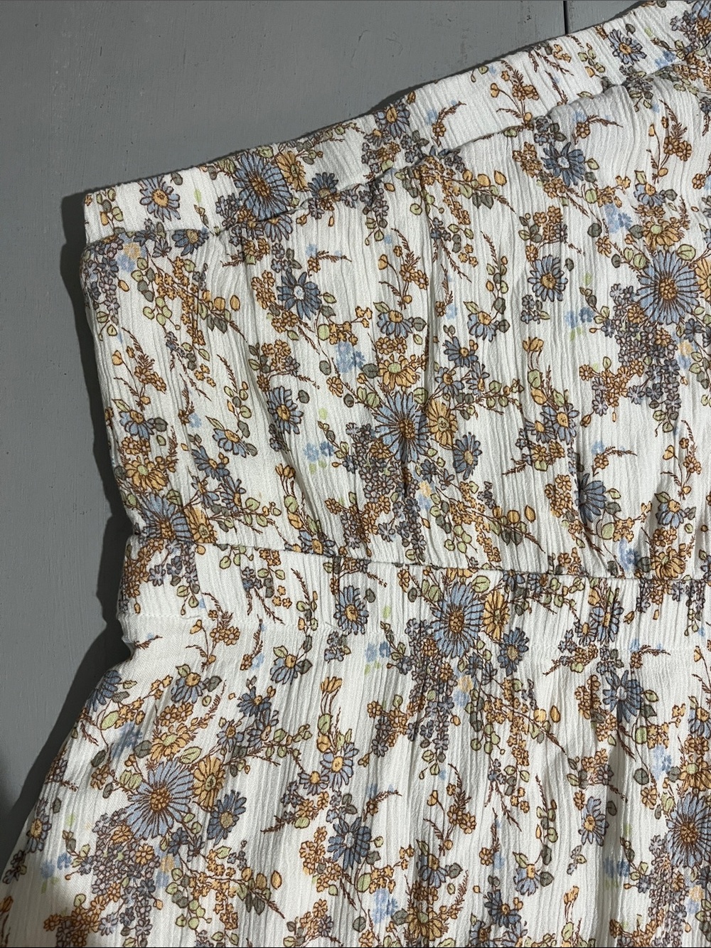 Abercrombie & Fitch Floral Midi Skirt in White, Mustard, and Dusty Blue - Picture 12 of 16
